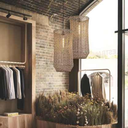 Retro Handmade Rattan Pendant Light for Kitchen Island