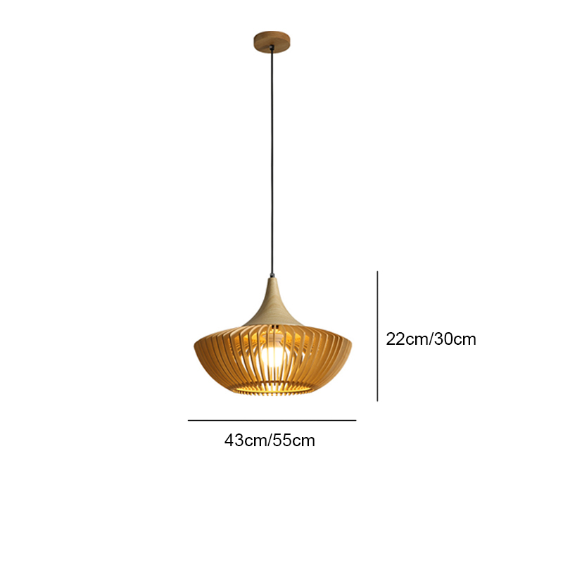 Wabi-sabi Style Wooden Rendant Famp for Dining Room