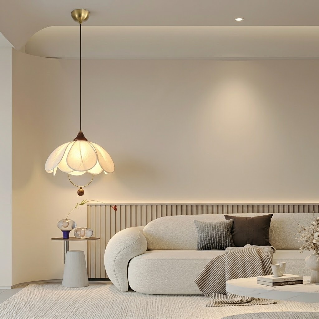 Elegant Floral Fabric Pendant Light for Dining Room