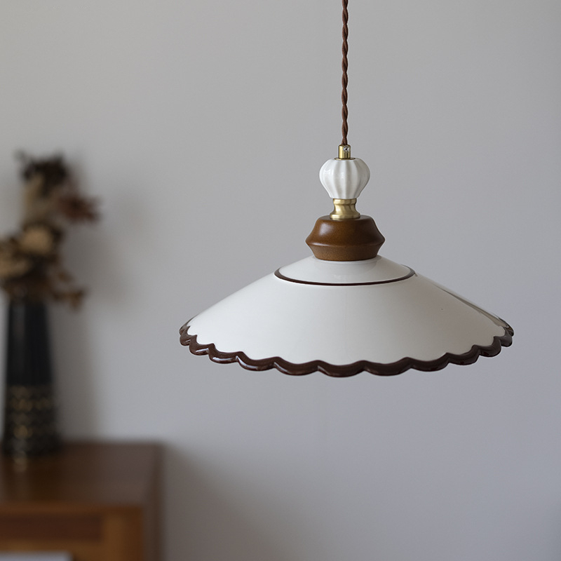 French Vintage Ceramic Pendant Lamp