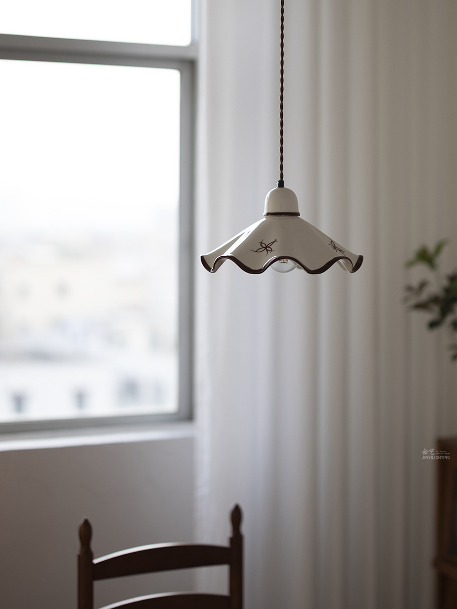 Antique hand-painted Ceramic Pendant Lamp for Bedside