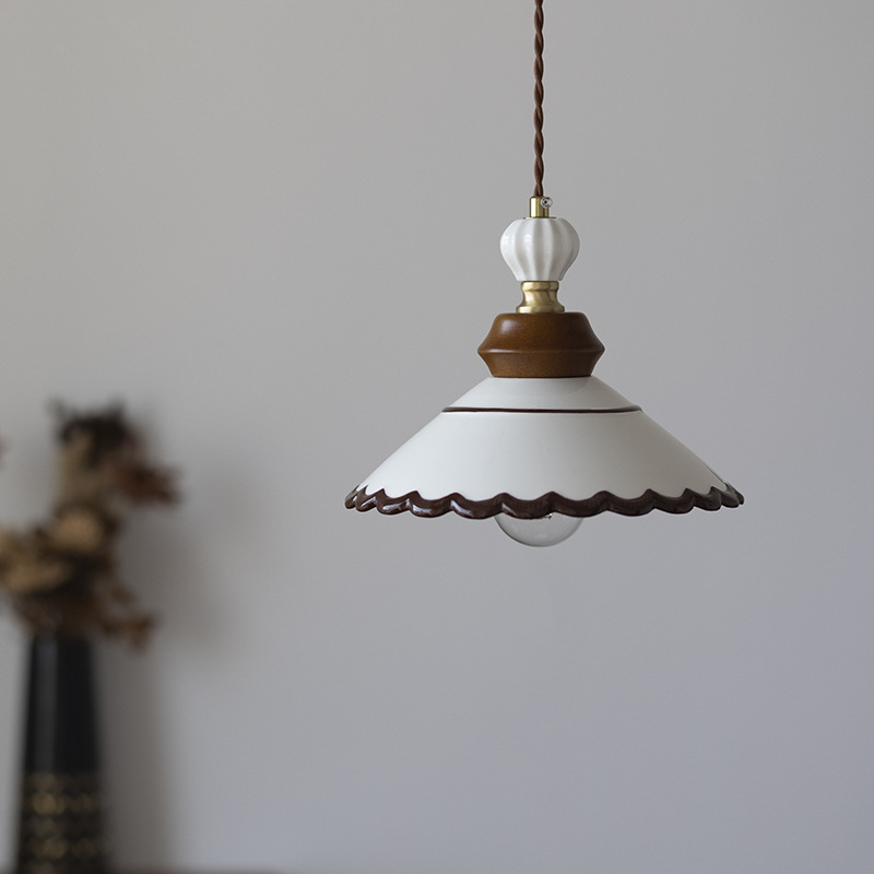 French Vintage Ceramic Pendant Lamp