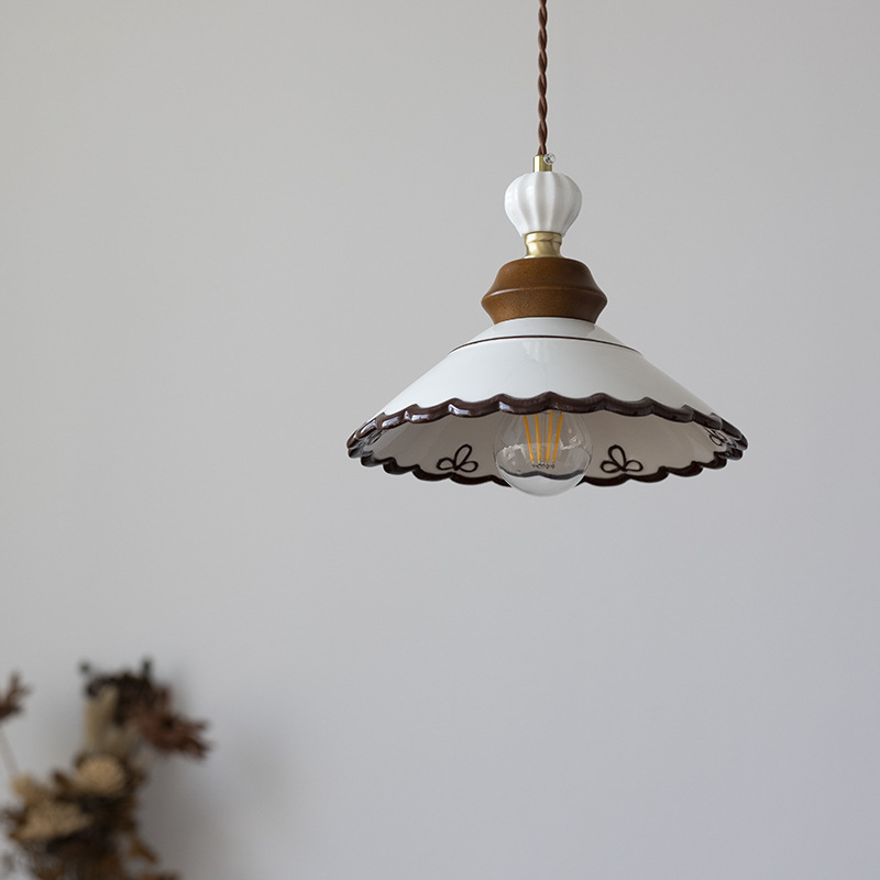 French Vintage Ceramic Pendant Lamp