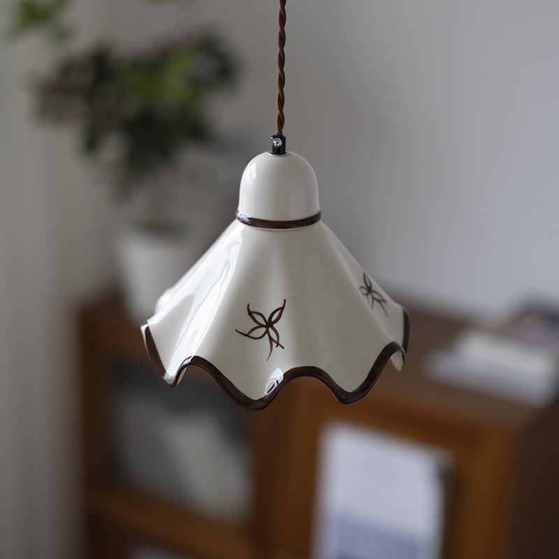 Antique hand-painted Ceramic Pendant Lamp for Bedside