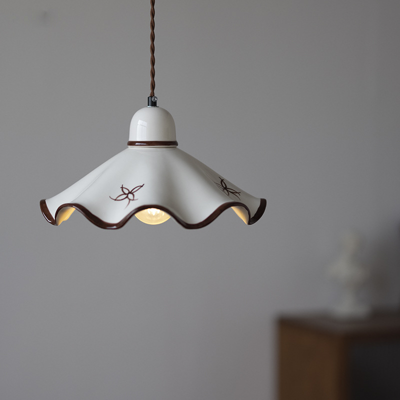 Antique hand-painted Ceramic Pendant Lamp for Bedside