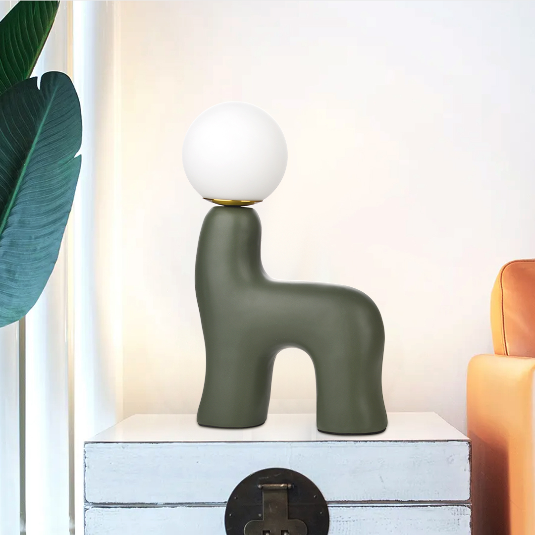 Pony-shaped resin table lamp with three-color dimming-labpiecesign