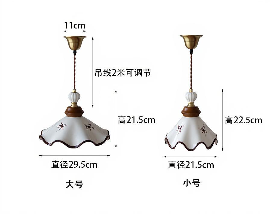 Vintage Hand-painted Ceramic Pendant Lamp