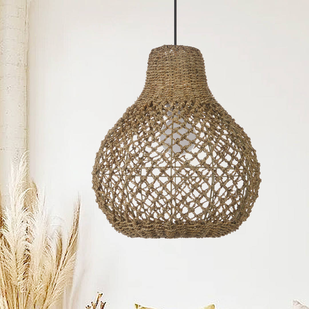 Handmade Natural Seaweed Hanging Lights Crafts Lampshade-labpiecesign