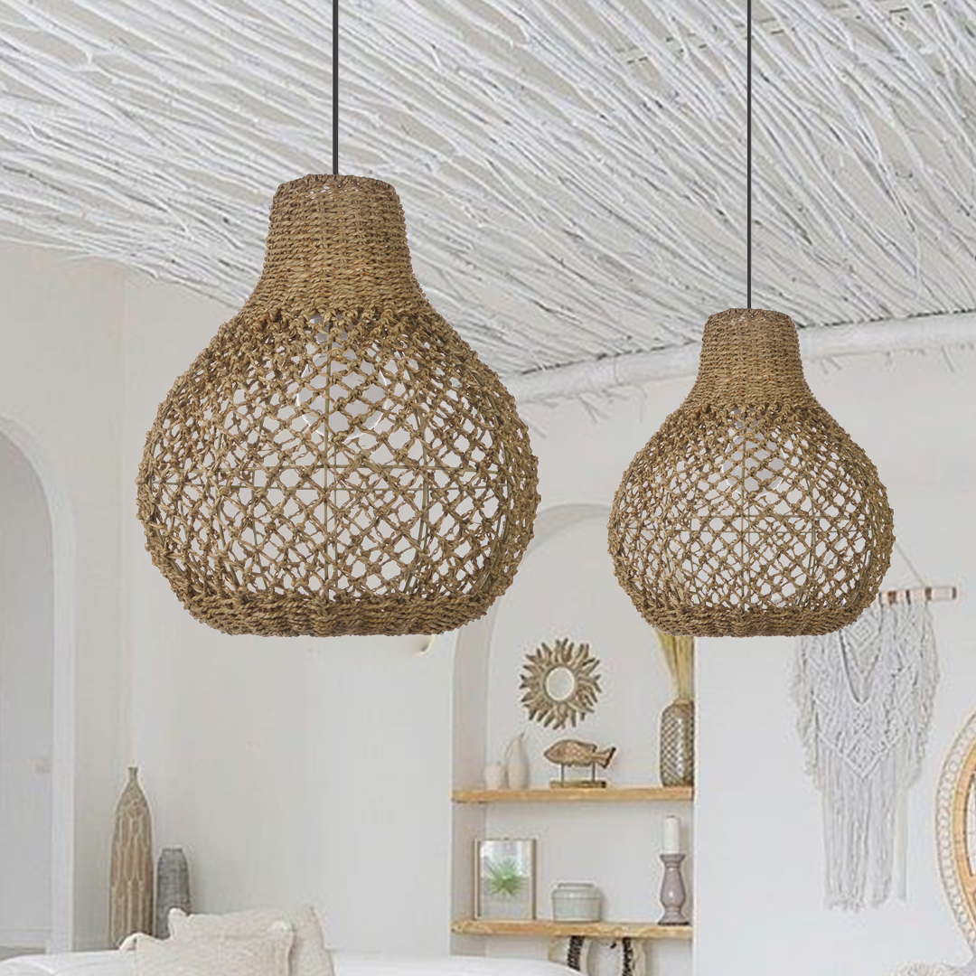 Handmade Natural Seaweed Hanging Lights Crafts Lampshade-labpiecesign