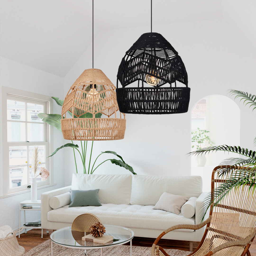 Hemp Rope Pendant Lamp Retro Hanging Lights Rope Lampshade