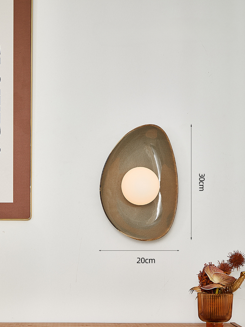 Wabi-Sabi Style Ceramic Wall Lamp Bedroom Bedside Corridor Lamp