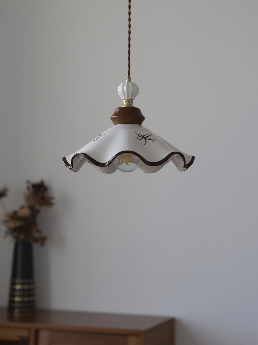 Vintage Hand-painted Ceramic Pendant Lamp