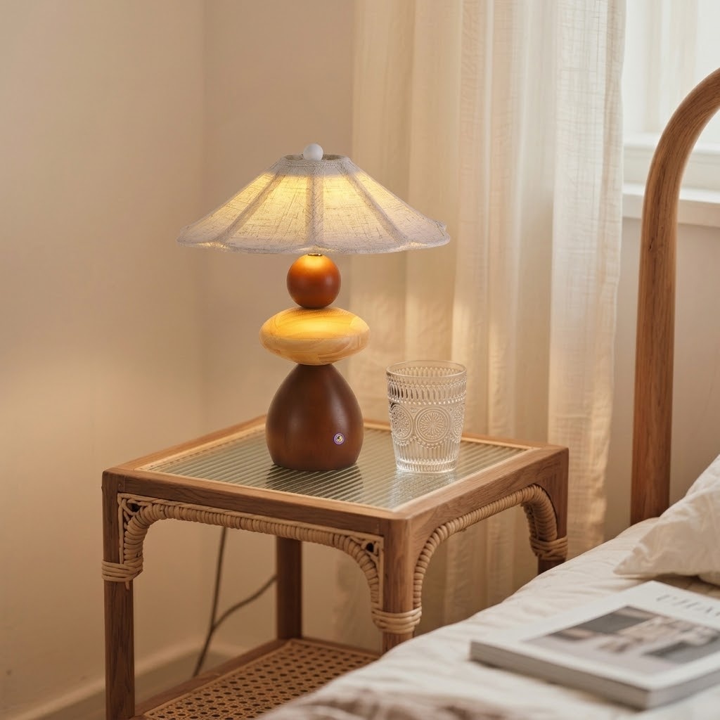 Warm Wood Table Lamp for a Cozy Bedroom Atmosphere