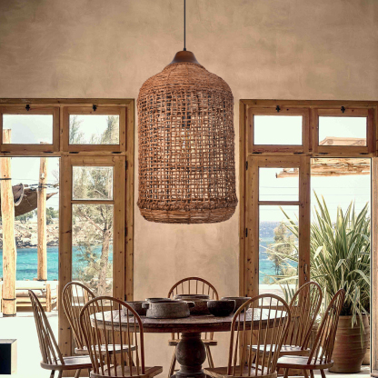 Bohemian Woven Rattan Solid Wood Splicing  Pendant Lights -labpiecesign