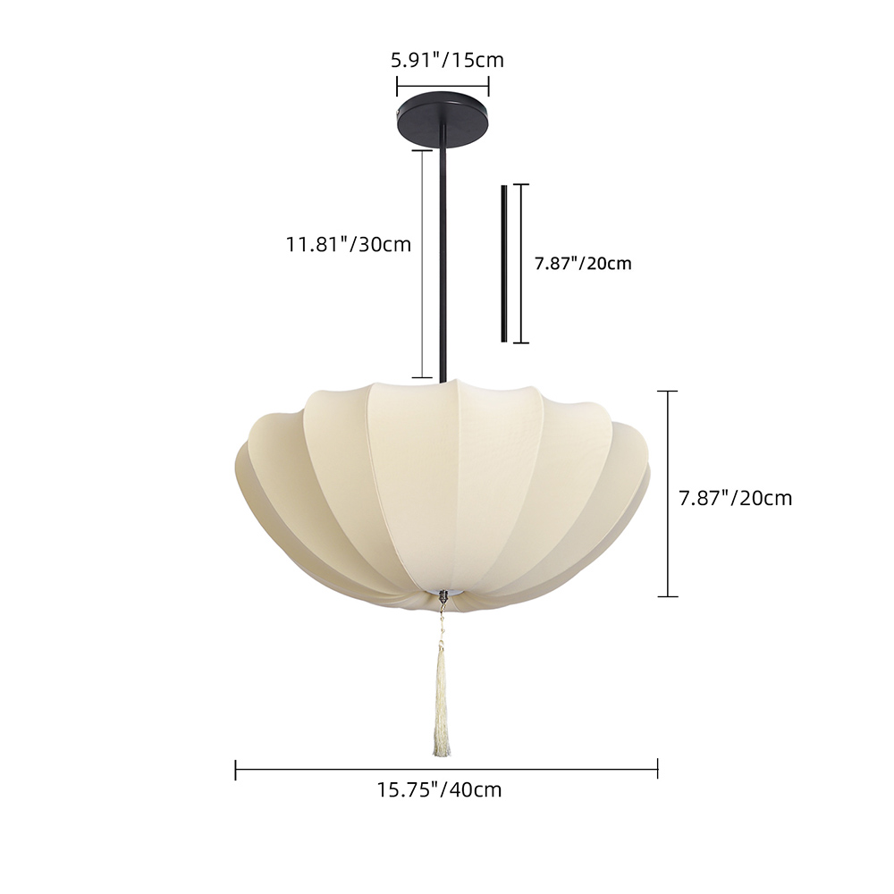 Cream Fabric Pendant Light, Wabi Sabi Pendant Lamp Living Room Bedroom