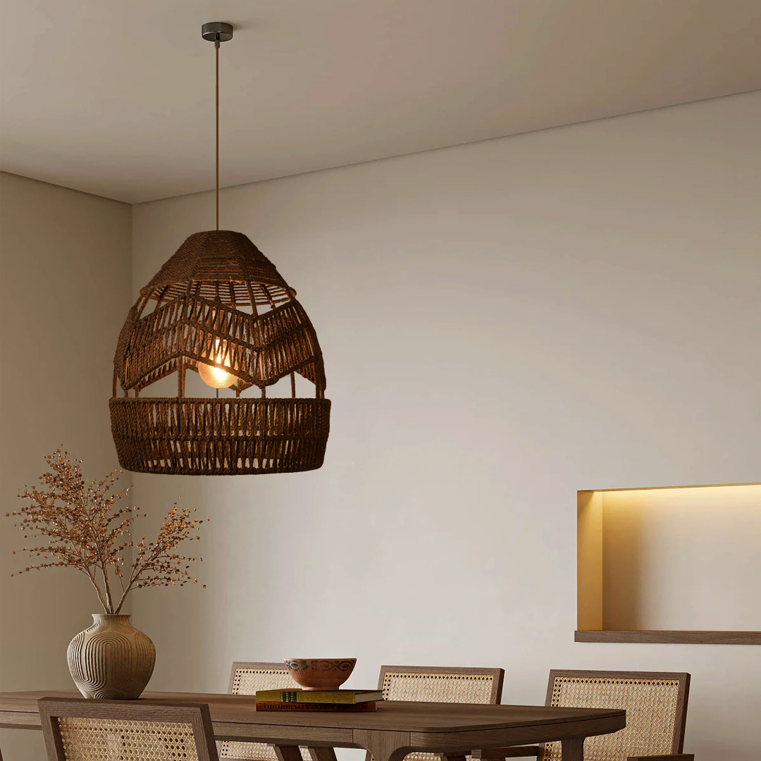 Hemp Rope Pendant Lamp Retro Hanging Lights Rope Lampshade