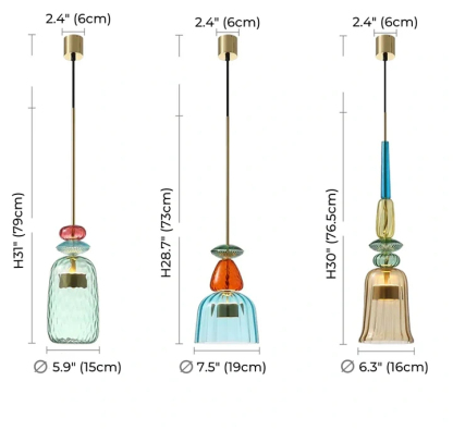 VINTAGE COLORED GLASS PENDANT LIGHT 