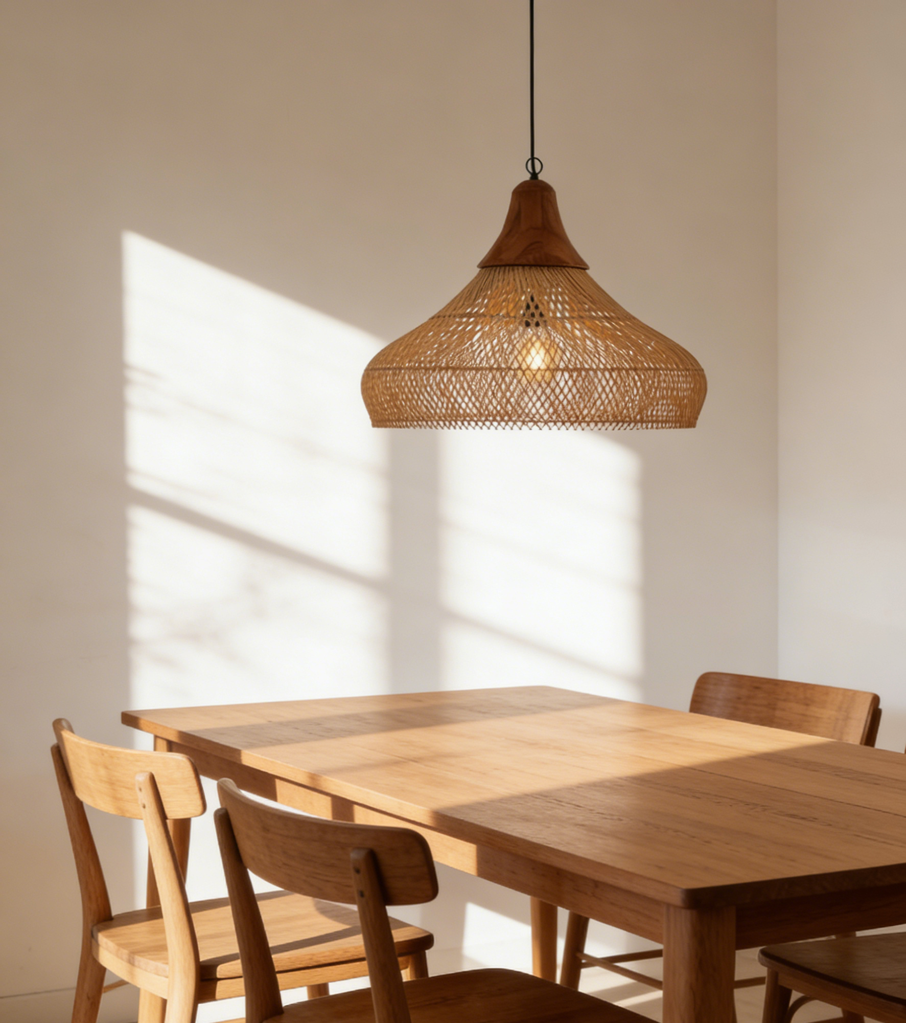 Dome Rattan Woven Pendant Lamp for Living Room
