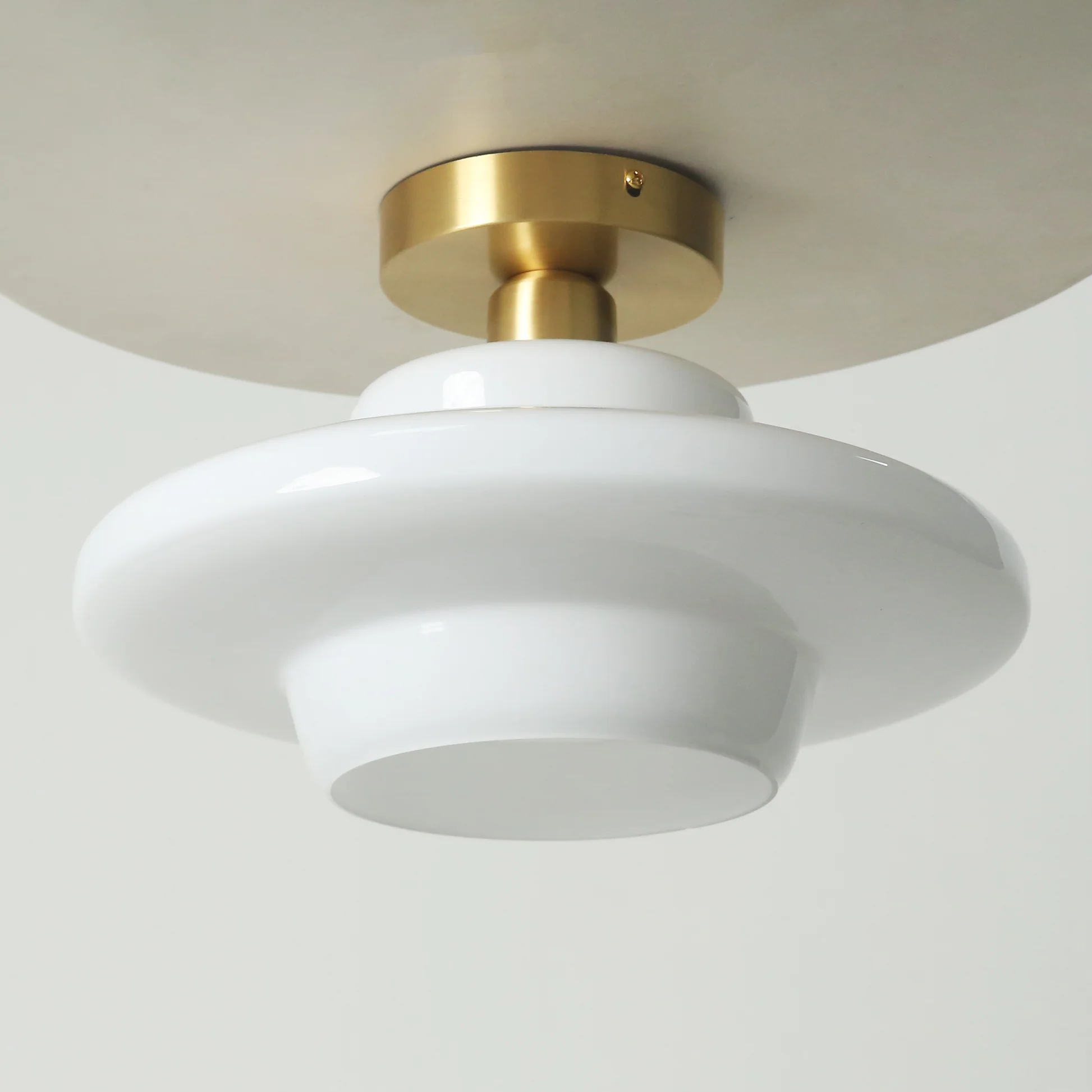 Miller Art Deco Milk Glass Fixed Ceiling Light