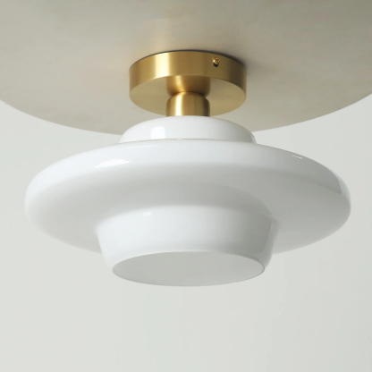 Miller Art Deco Milk Glass Fixed Ceiling Light