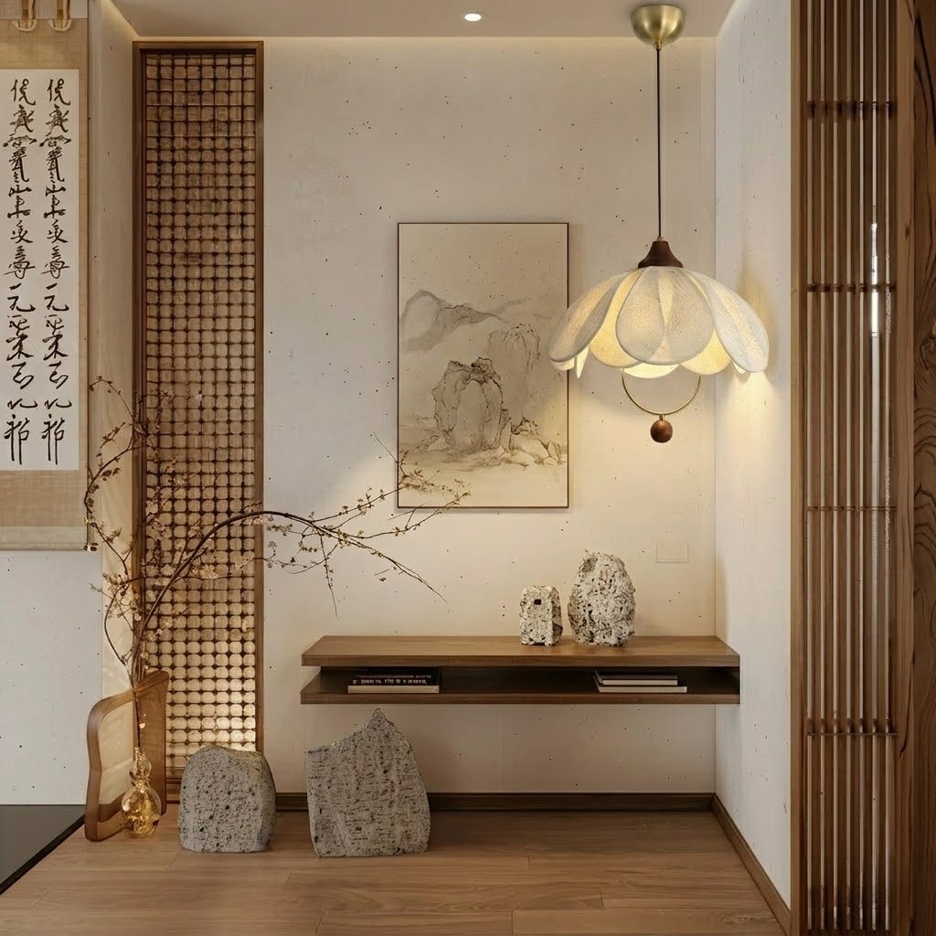 Elegant Floral Fabric Pendant Light for Dining Room