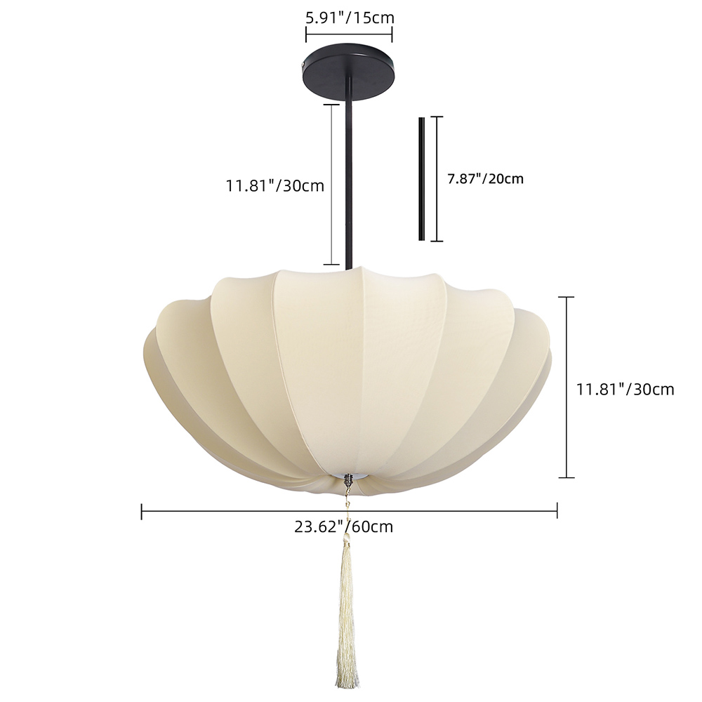 Cream Fabric Pendant Light, Wabi Sabi Pendant Lamp Living Room Bedroom