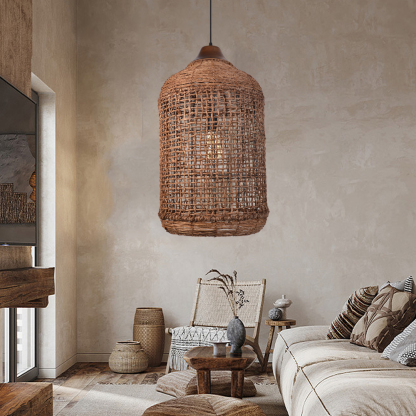 Bohemian Woven Rattan Solid Wood Splicing  Pendant Lights -labpiecesign