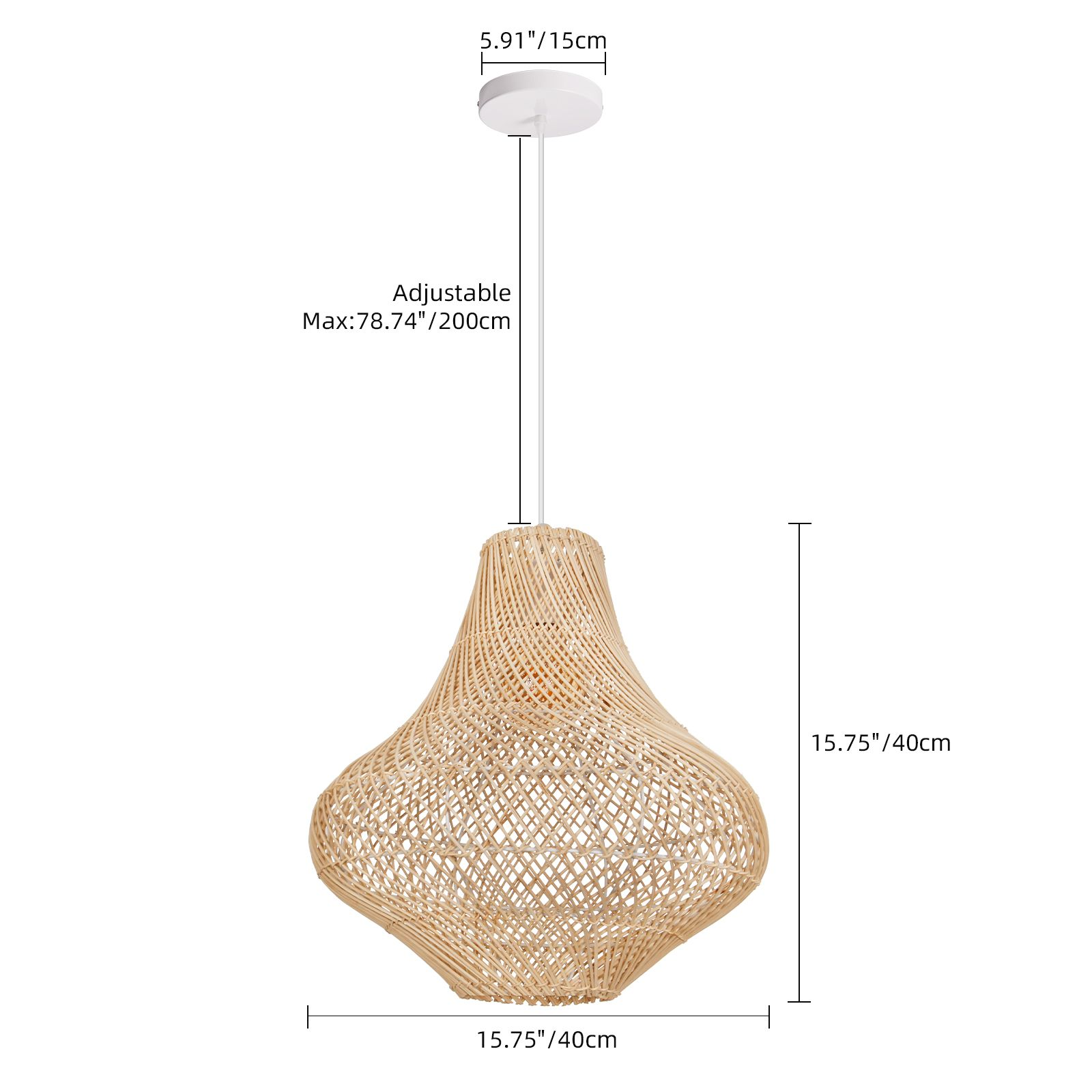 Handwoven Rattan Pendant Light Wabi-Sabi Boho Hanging Lamp