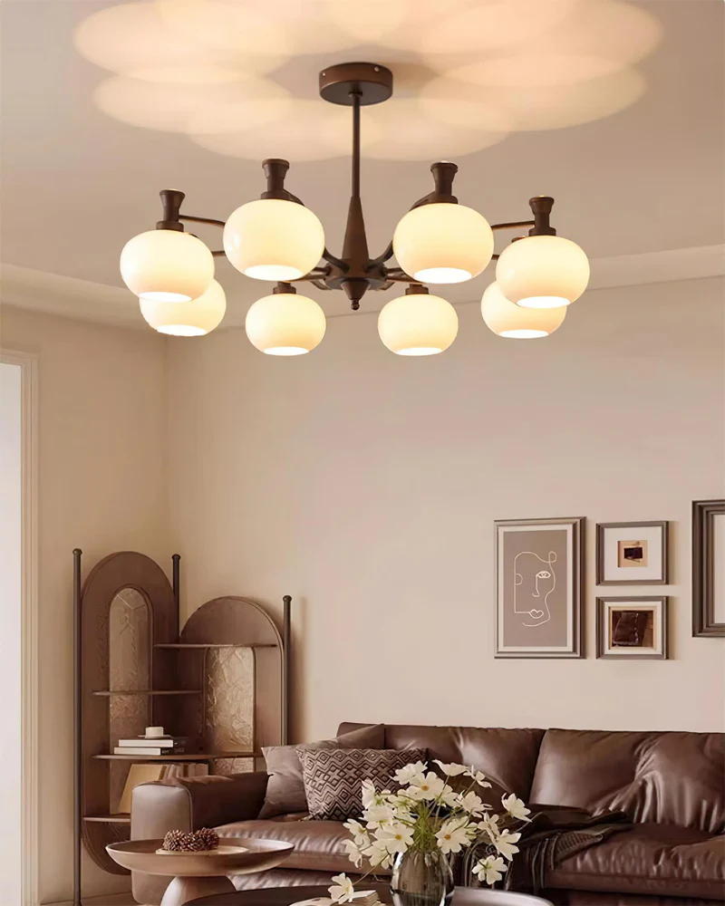 Medieval French retro style Milky white glass chandelier