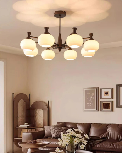 Medieval French retro style Milky white glass chandelier