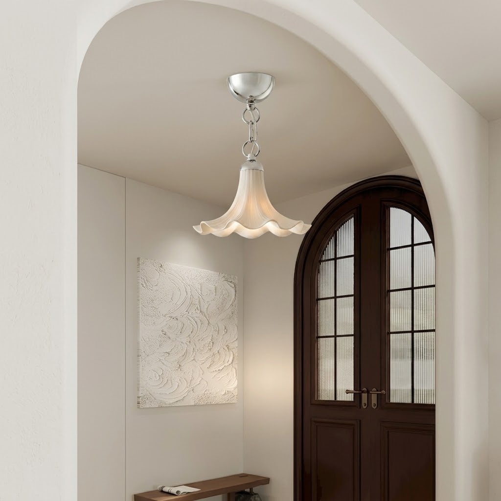 Vintage Flower Ceramic Pendant Light for Entryway