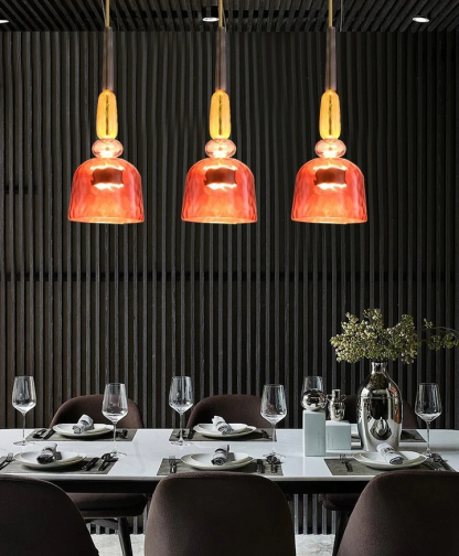 VINTAGE COLORED GLASS PENDANT LIGHT 