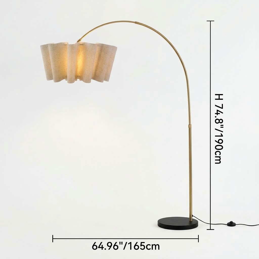 Modern Wavy Pleated Arc Floor Lamp for Living Room & Bedroom