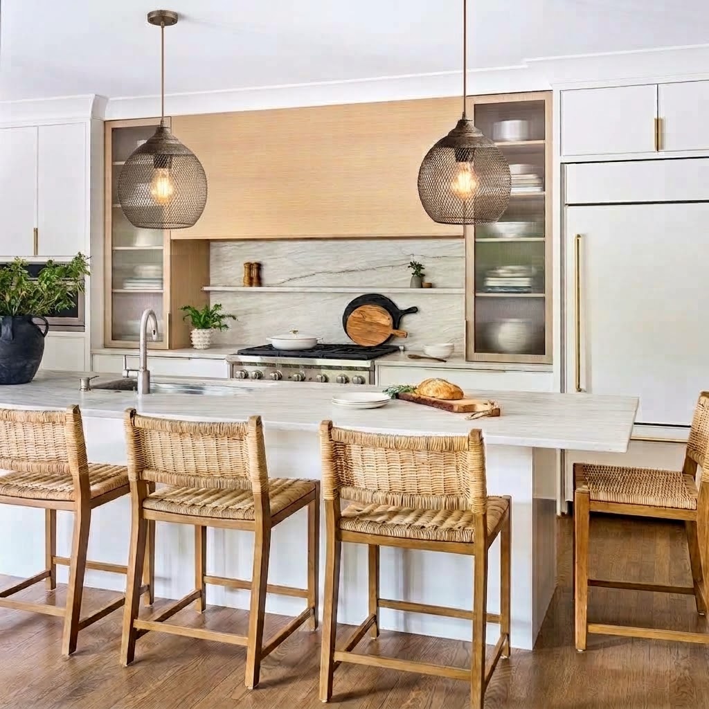 Rustic Woven Metal Pendant Light for Dining Room