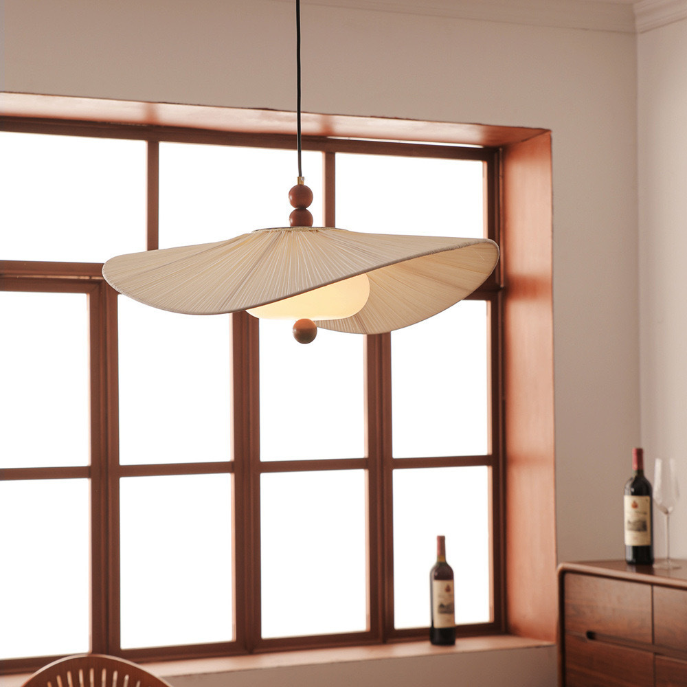 Vintage French Fabric Pendant Lamp