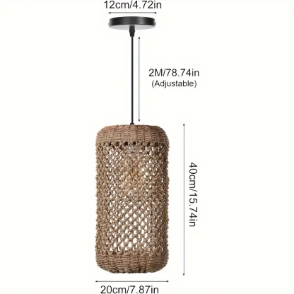 Vintage Straw Lampshade Rustic Pastoral Rattan Woven Pendant Light-labpiecesign