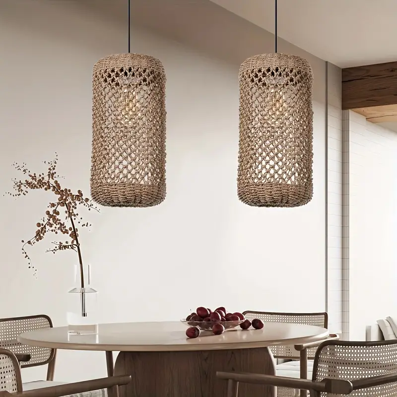 Boho Farmhouse Natural Rattan Ceiling Chandelier Lighting-labpiecesign