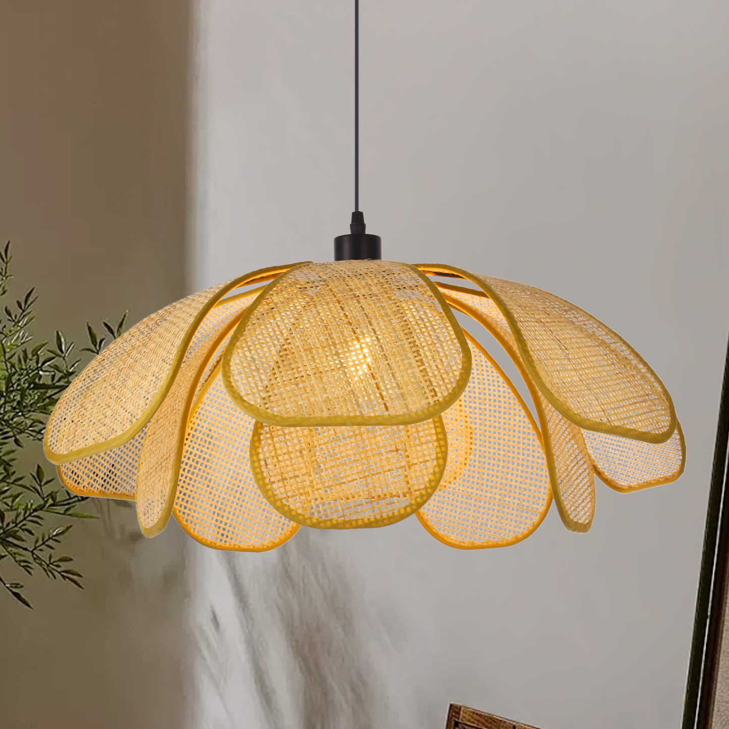 Petal rattan large chandelier-labpiecesign