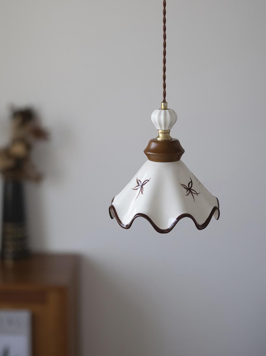 Vintage Hand-painted Ceramic Pendant Lamp