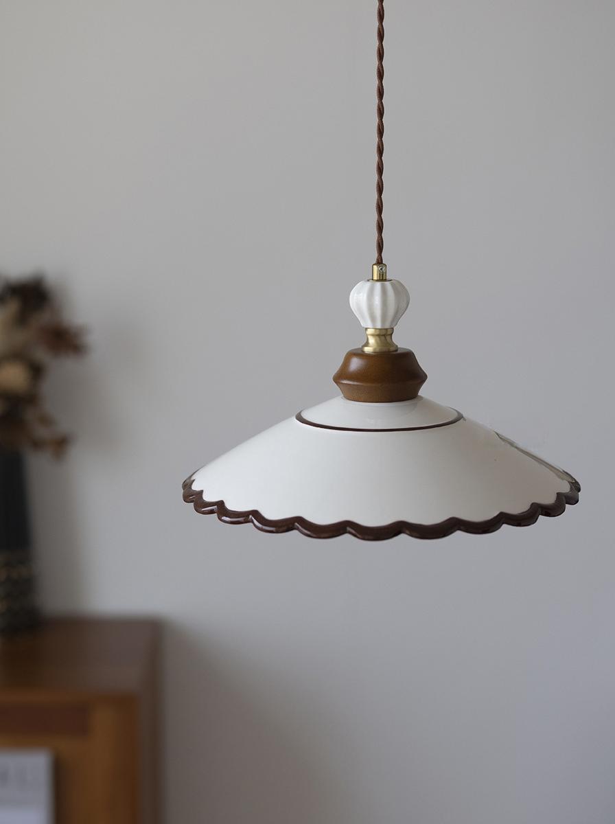 French Vintage Ceramic Pendant Lamp