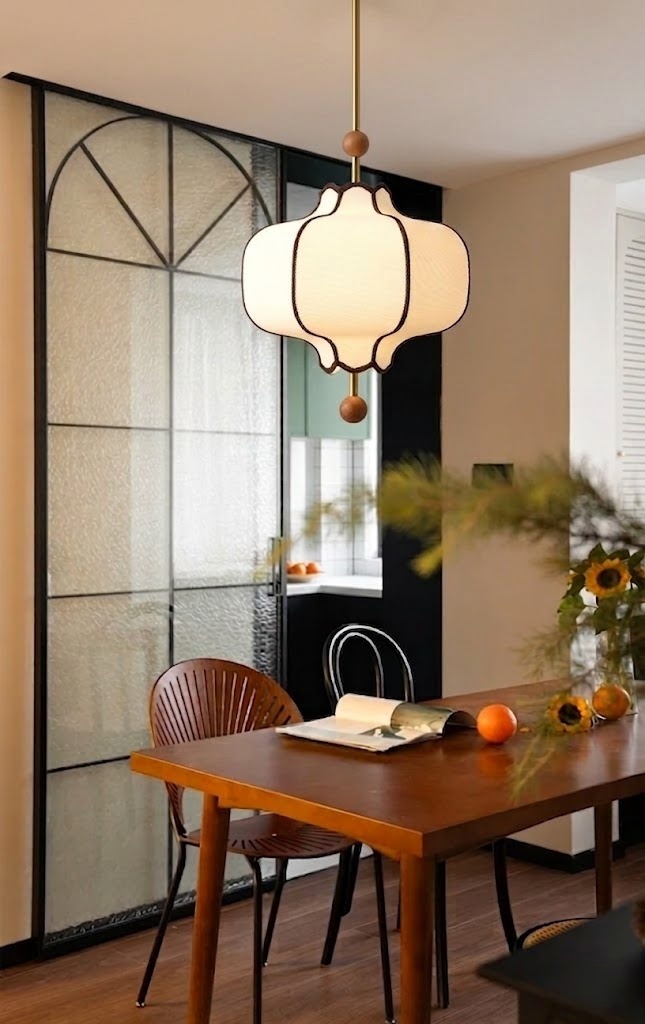 Vintage Fabric Lantern Pendant Light for Dining Room