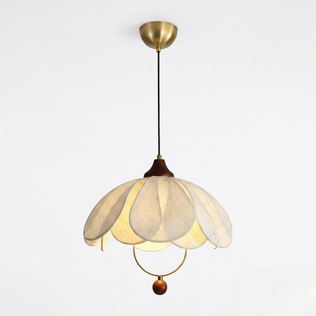 Elegant Floral Fabric Pendant Light for Dining Room