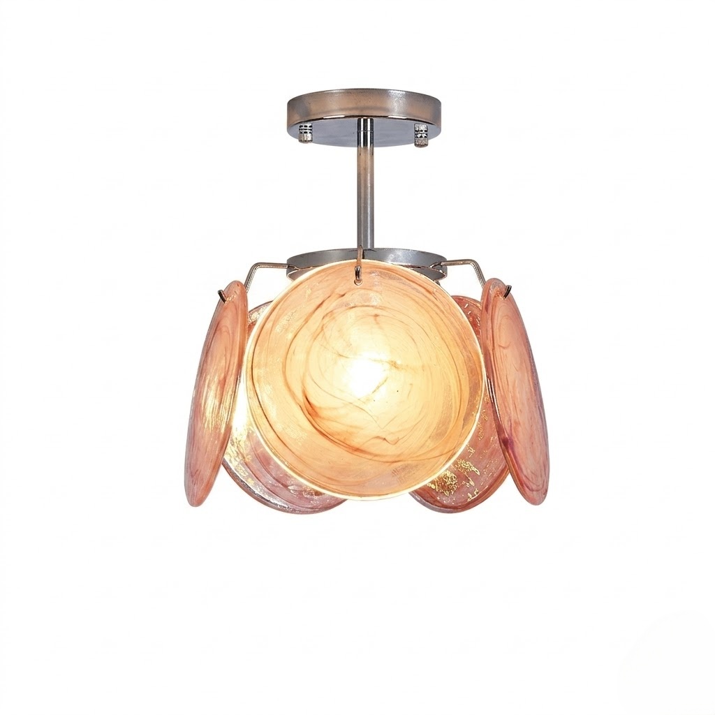Modern Art Glass Disc Semi-Flush Mount Ceiling Light for Bedroom Hallway Entryway
