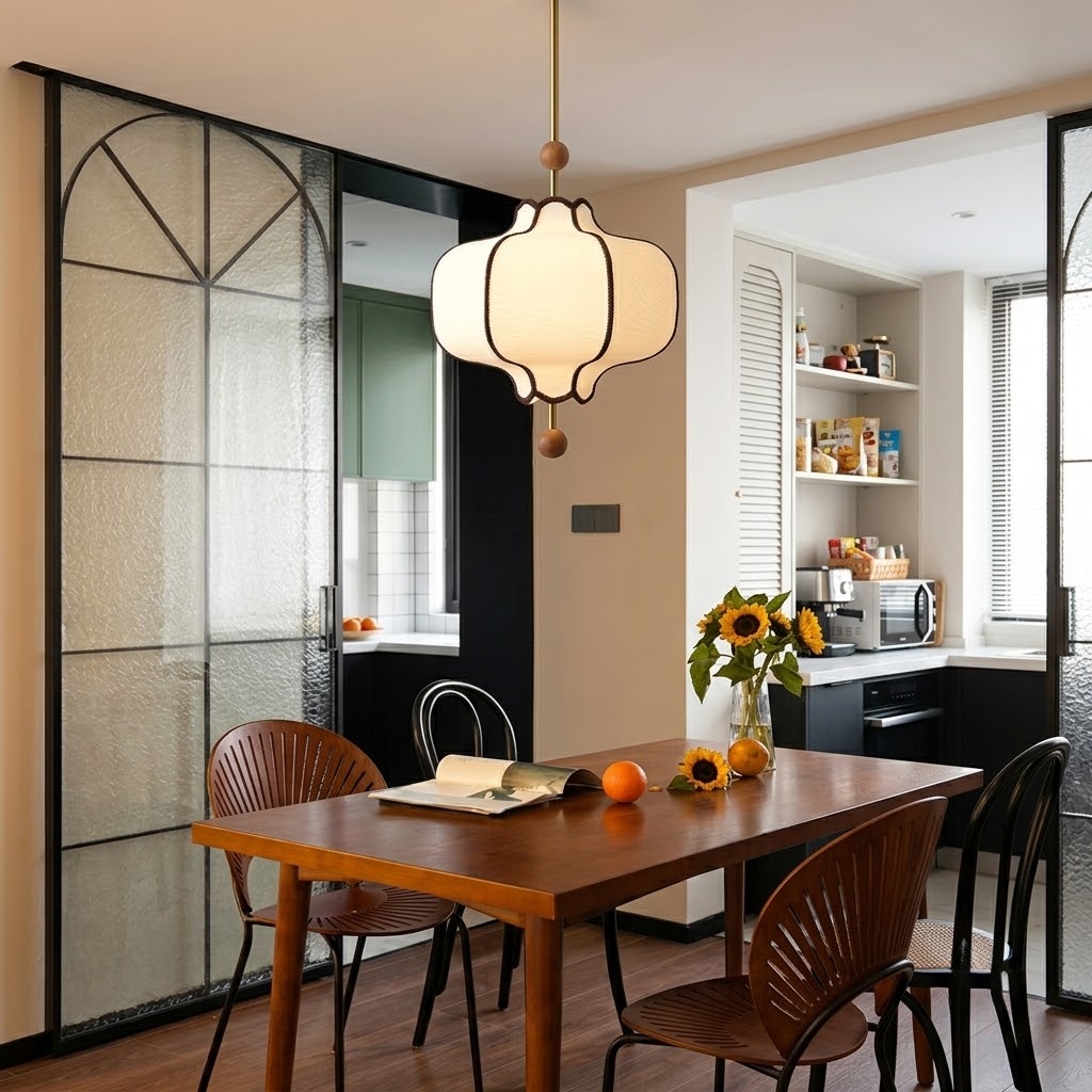 Vintage Fabric Lantern Pendant Light for Dining Room