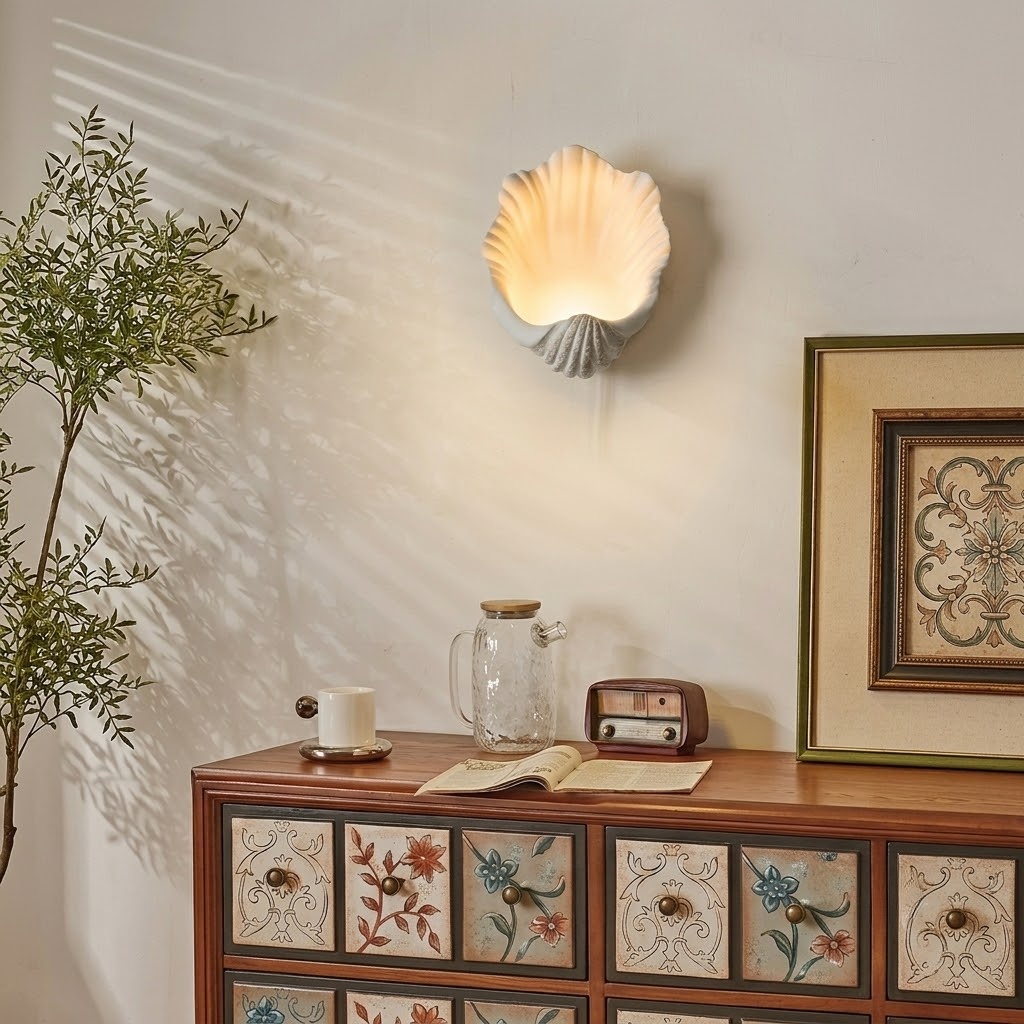 Sculptural Shell Wall Sconce for Bedroom