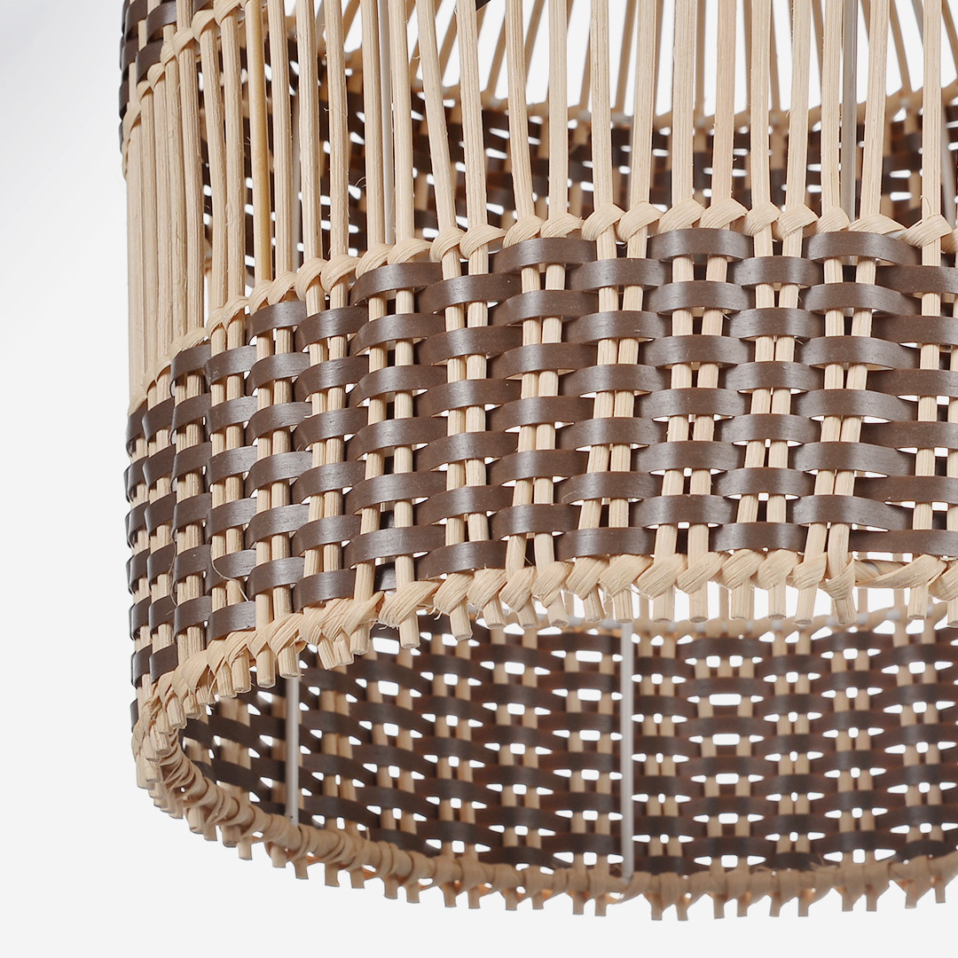 Boho Stripes Hand-woven Lampshade Elegant Rattan Pendant Light-labpiecesign