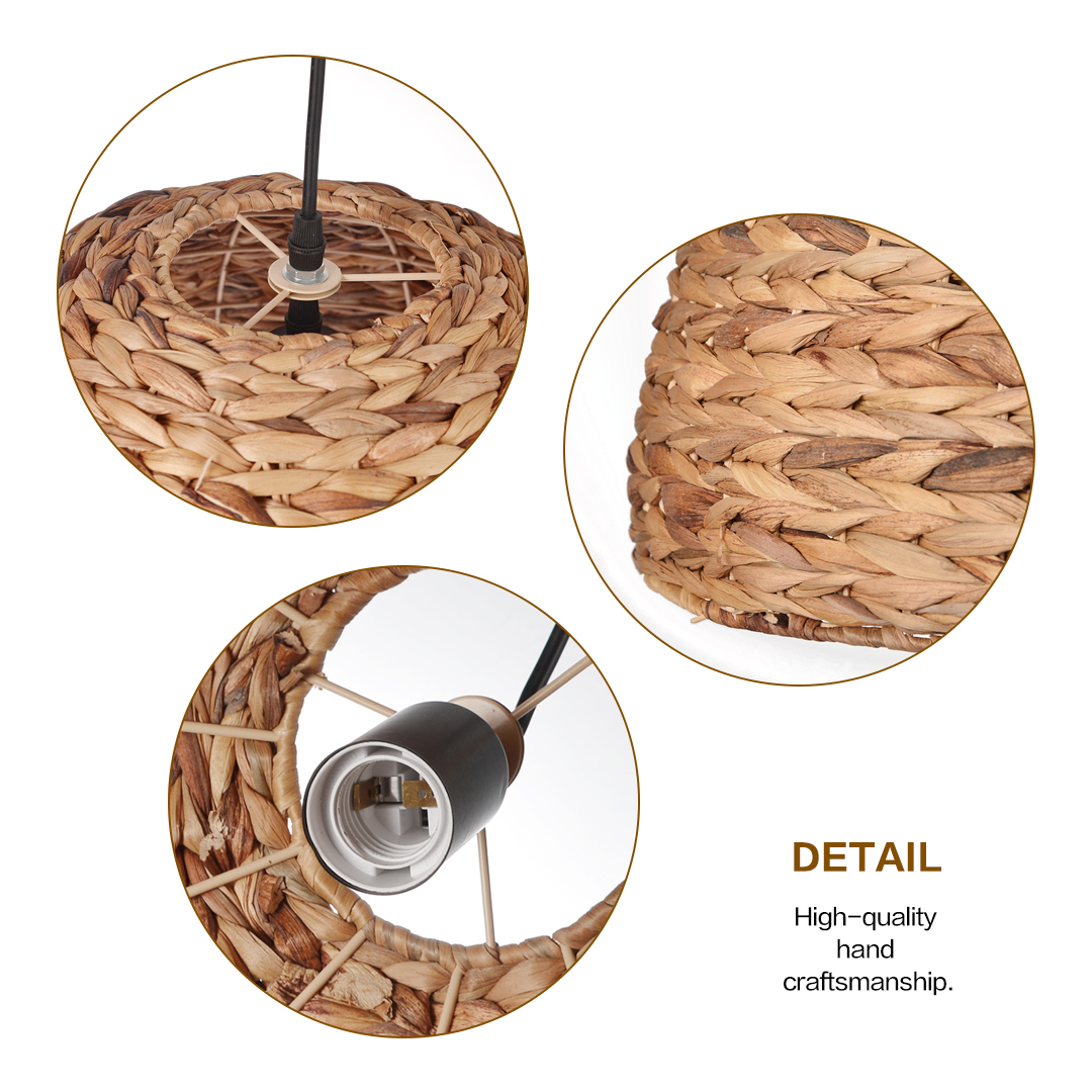 Natural Basket Seagrass Semi-circular Hand Woven Rattan Pendant Lights