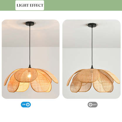 Rattan Petal Rustic Pendant Lamp Shade-labpiecesign