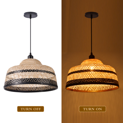 Wabi-sabi style black and natural color bamboo basket pendant lightshade-labpiecesign