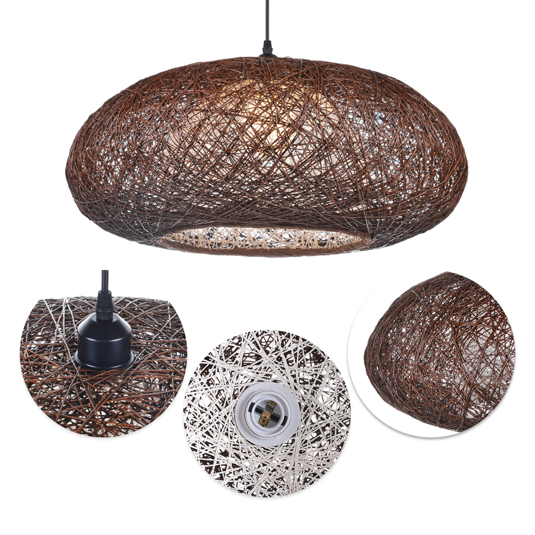 Handmade Oval Ball Rattan Light Hemp Ball Chandelier-labpiecesign